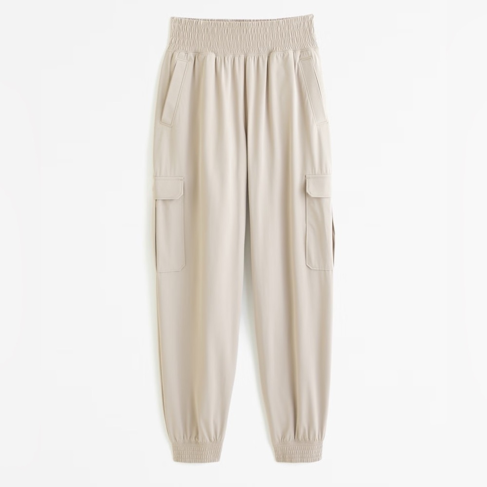 Women's Pleather Cream Cargo Pants